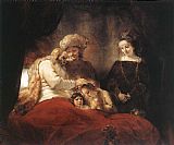Rembrandt Canvas Paintings - Jacob Blessing the Children of Joseph